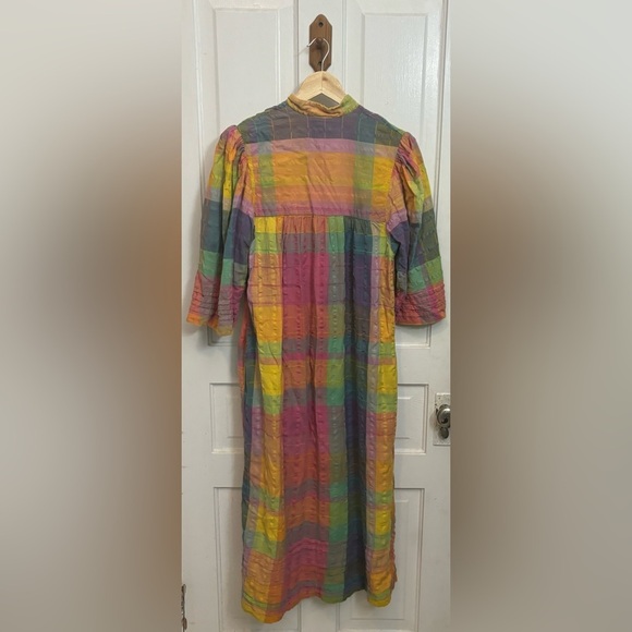 Vintage Saybury Indian Cotton Hand Loomed Maxi Kaftan Dress - Picture 4 of 7